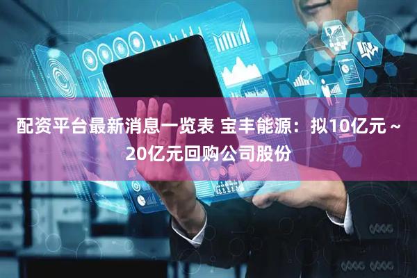 配资平台最新消息一览表 宝丰能源：拟10亿元～20亿元回购公司股份